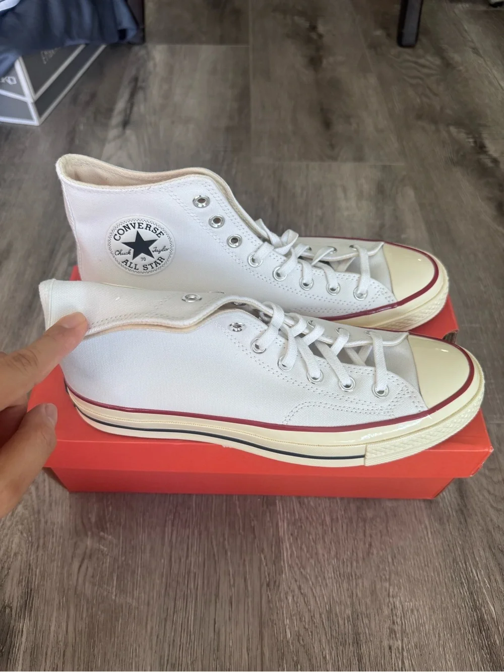 Men 8.5 Women 10.5 - Converse Chuck 70 Canvas High Top White Garnet Egret Ivory